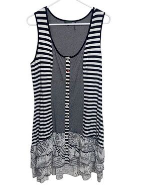 Tricotto Tunic Top Womens XL Mini Dress Wearable Art Boho Artsy Lagenlook Ruffle